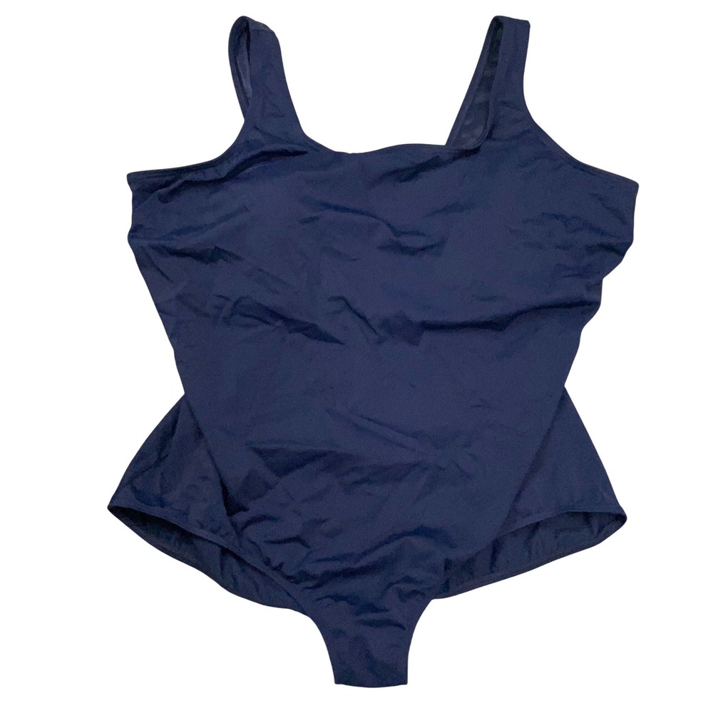 Lands'‎ End Tugless Tank Women 26W Navy Soft Cup Minimalist 1 Piece Modest